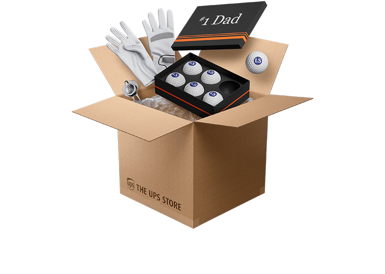 open box with golf balls and gloves